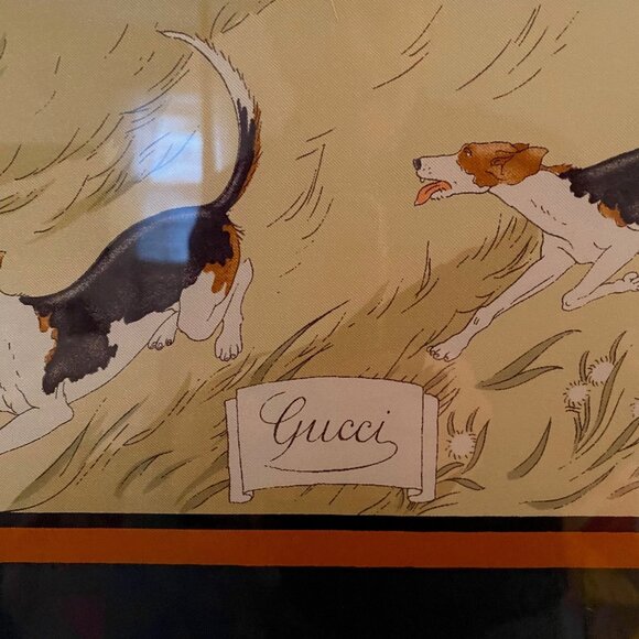 Gucci Rare Vintage Printed Silk Scarf - Framed - Picture 2 of 8